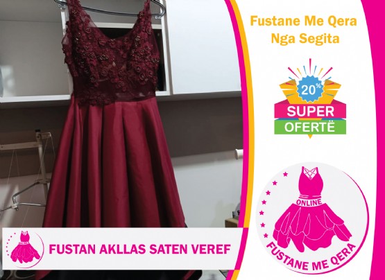 Fustan me qera akllas saten veref / Fustan me qera Segita / Fustan me qera per fejes /  Fustan me qera per dasma / Fustan me qera elegant per mbremje / FUSTAN me qera per matura